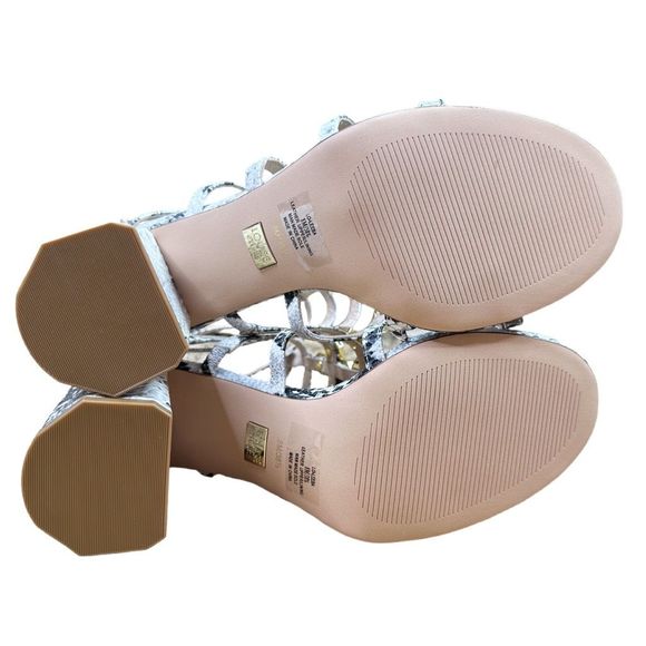 Louise et Cie Lo-Leeba Black & White Antique Snake Print Heeled Sandals - Picture 10 of 12